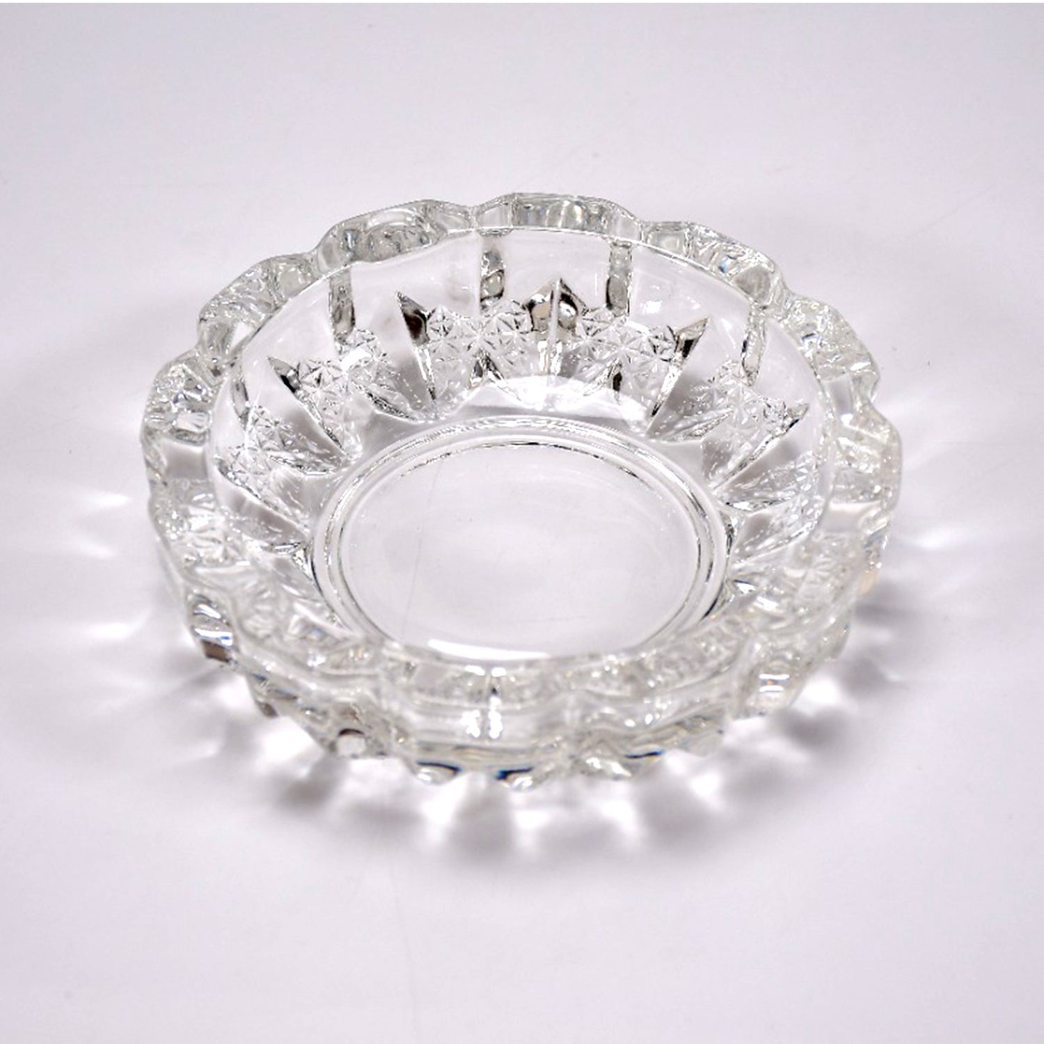 Glass ashtray for cigar and cigarette use. Glass ashtray for cigar and cigarette use.